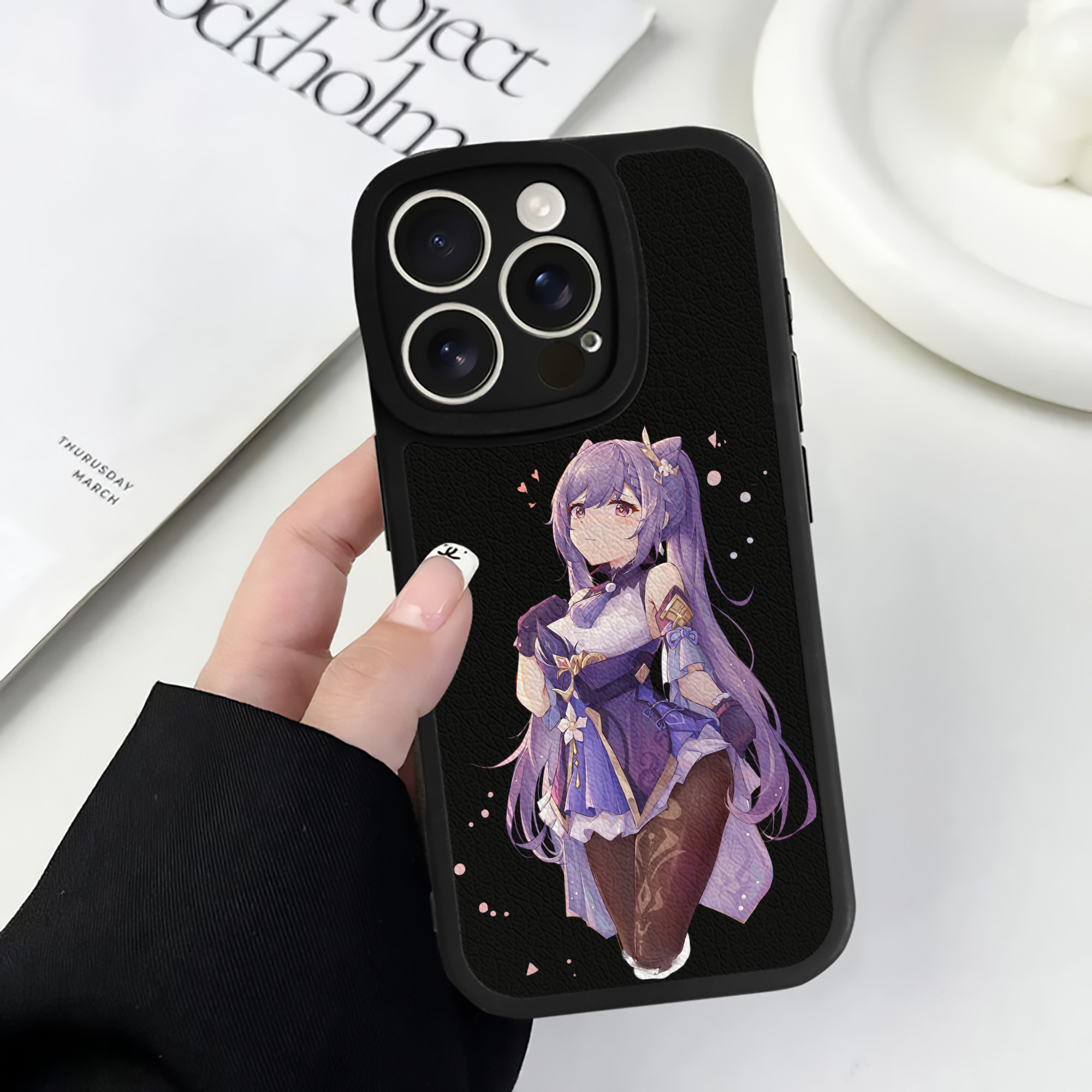 げんし神 刻晴 こくせい genshin Kokusei 【iPhone 16シリーズ対応】シリコンスマホケース（レザー調） 材質：シリコン